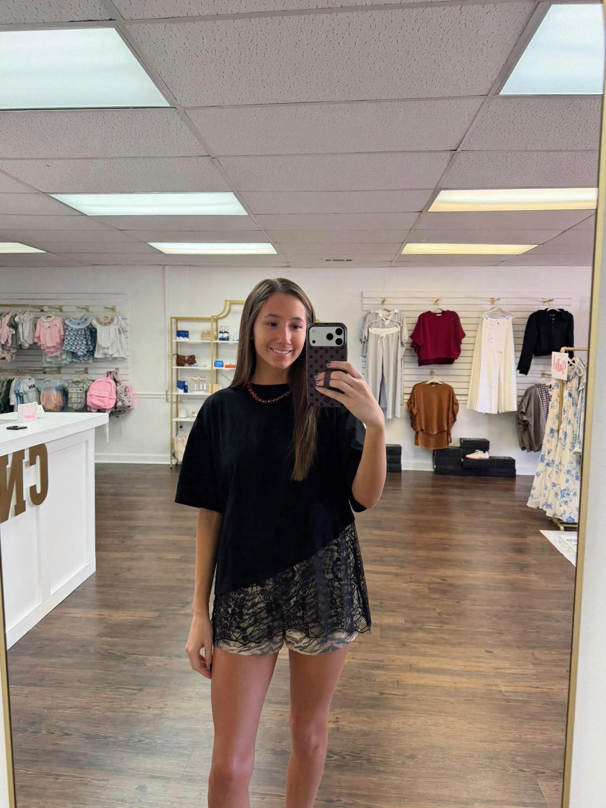 Black Lace Trim Shirt