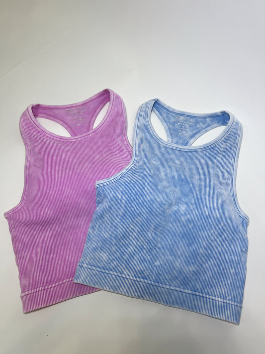 The Ribbed Tank (Padded) | MAUVE & SPRING BLUE