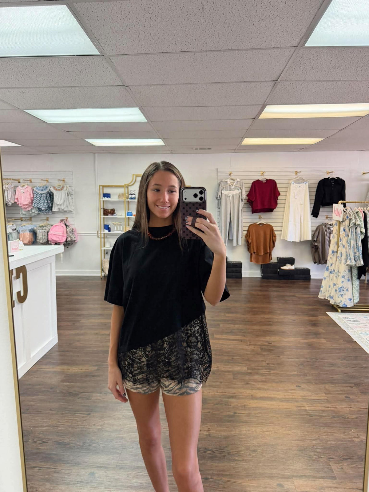 Black Lace Trim Shirt