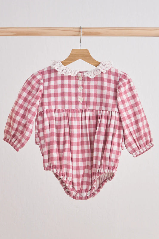 Pink Lace Gingham Bubble