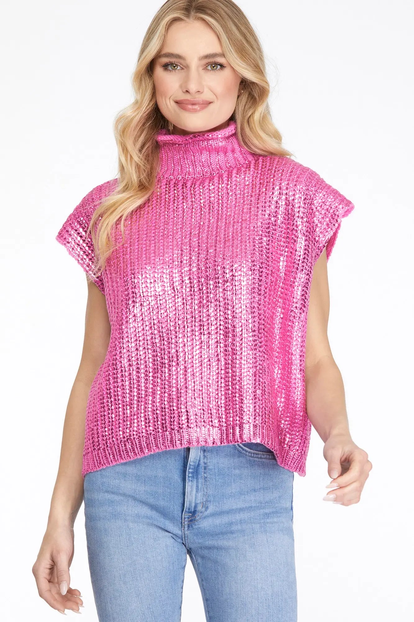 Metallic Sweater | Pink