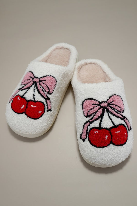 Bow Cherry Slippers