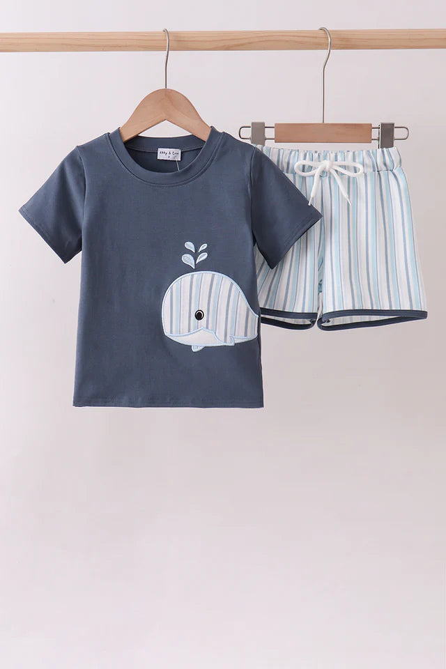 Blue Whale Shorts Set
