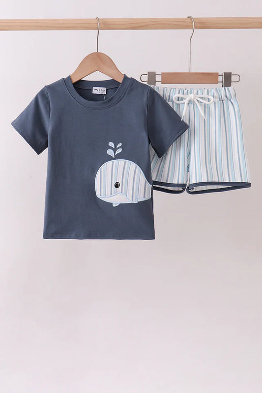 Blue Whale Shorts Set